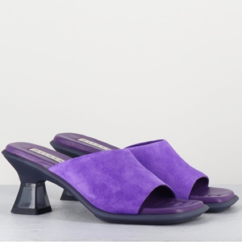 New Miista Synthia purple suede cushioned heeled Sandals US 8 - Picture 3 of 6
